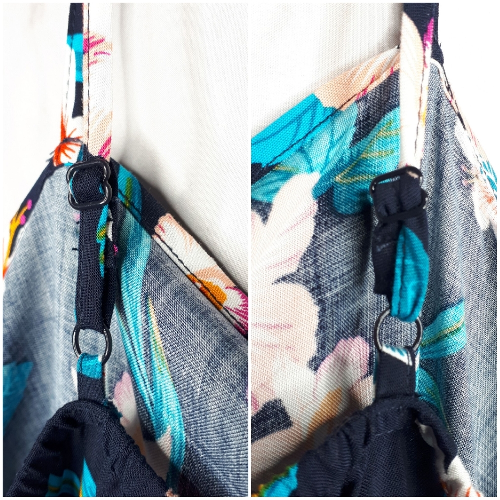 Crop Top Floral Print Ruffle Neck Spaghetti Strap - Picture 4 of 7
